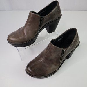 Born Ankle Boots Size 9 Brown Womens Leather Famke Platform Wedge Heel Comfort